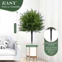 FAJUNZH Artificial Topiary Bushes for Outdoors with Spike, Boxwood Ball Fake Shrubs UV Resistant Faux Plants for Indoor Outdoor Fall Thanksgiving Halloween Decor (Cedar Topiary Ball Trees)