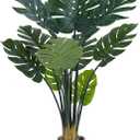 Artificial Monstera Deliciosa Plants, 4FT Faux Monstera Plant with White Planter, Swiss Cheese Plant with Green Leaves Stems, Fake Tropical Silk Tree for Indoor Office House Living Room Home Decor