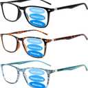 3 Pack Progressive Multifocus Reading Glasses for Men Women Blue Light Blocking Spring Hinges Computer Readers (3 Mix, 1.75 x)