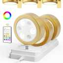 EZVALO Picture Lights for Wall, Rechargeable Battery Magnetic Poster Lights with 3 Color Temps & 12 RGB, Remote Dimmable Timer Light, Wall Decor Light for Art Display (6 Pack with Charging Station) (Gold)