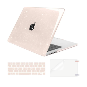 MOSISO Compatible with MacBook Pro 13 inch Case M2 2025, 2024, 2023-2016 A2338 M1 A2251 A2289 A2159 A1989 A1708 A1706, Glitter Sparkly Plastic Hard Shell&Keyboard Cover&Screen Protector, Chalk Pink