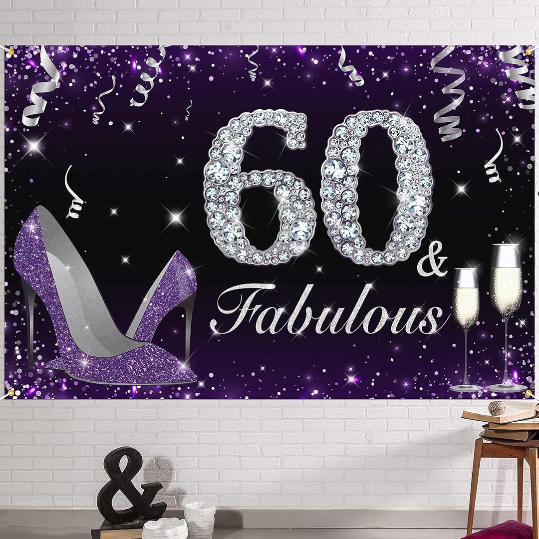 HAMIGAR Fabulous Birthday Backdrop Purple High Heels