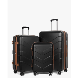 Luggage Sets 3 Piece with Spinner Wheel, Hardside Suitcase Set with TSA Lock, Expandable Travel Luggage for Men and Women, Black