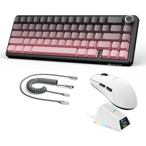 A.JAZZ Attack Shark X66 60% Wireless Mechanical Gaming Keyboard with Volume Knob AJ159APEX 8Khz Wireless Gaming Mouse Ultralight 56g with Magnetic Screen Charging Dock Combo Set (Black Berry)