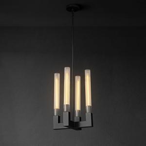 Glass Tube Black Pendant Lights Kitchen Island, Adjustable Cord Modern Pendant Light Fixtures,Kitchen Pendant Lighting Over Island,Indoor Chandeliers for Bedroom, Included Bulb (7-black-19in)