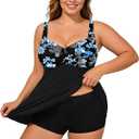 Plus Size Tankini Swim Top with Supportive Underwire and Adjustable Straps, 14W
