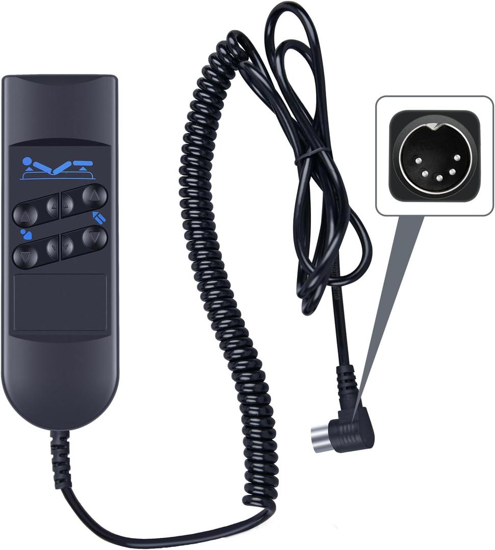 Bed Motor Hand Remote Control Replacement for Okimat II, 6 Button 5 Pin Remote for Okin Refined Hospital Beds