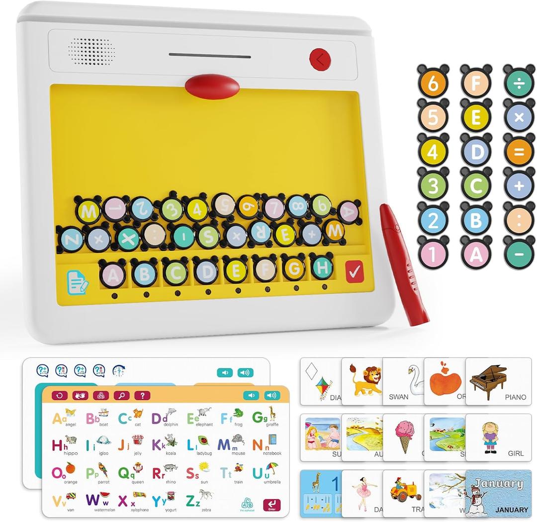 Electric Educational Learning Toys for Kids 3+, Magnetic Pen Reading Machine with Letters, Numbers, Symbols, Image Recognition for Toddlers, Preschool Learning Activities Toys for Boys Girls