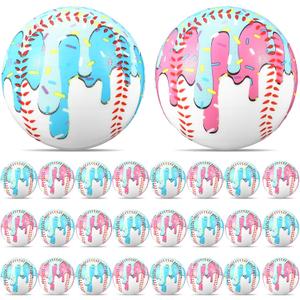Seenelling 12 Pcs Baseball Ice Cream Drip Stress Balls 2 Colors 2.36 Inch Ice Cream Drip Stress PU Soft Foam Balls Baseball Party Gifts for Party Decorations Birthday Supplies