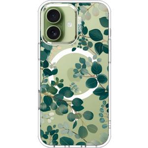 MOSNOVO for iPhone 17 Case | Compatible with Magsafe | Military Grade 6.6ft Drop Tested | Camera Control | Clear with Eucalyptus Design