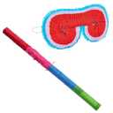 Juvale Small Pinata Stick & Blindfold Set - Vibrant Party Game - Lightweight Durable Decorations - Adjustable Elastic Blindfold for Adult Party Decorations - 2 Piece