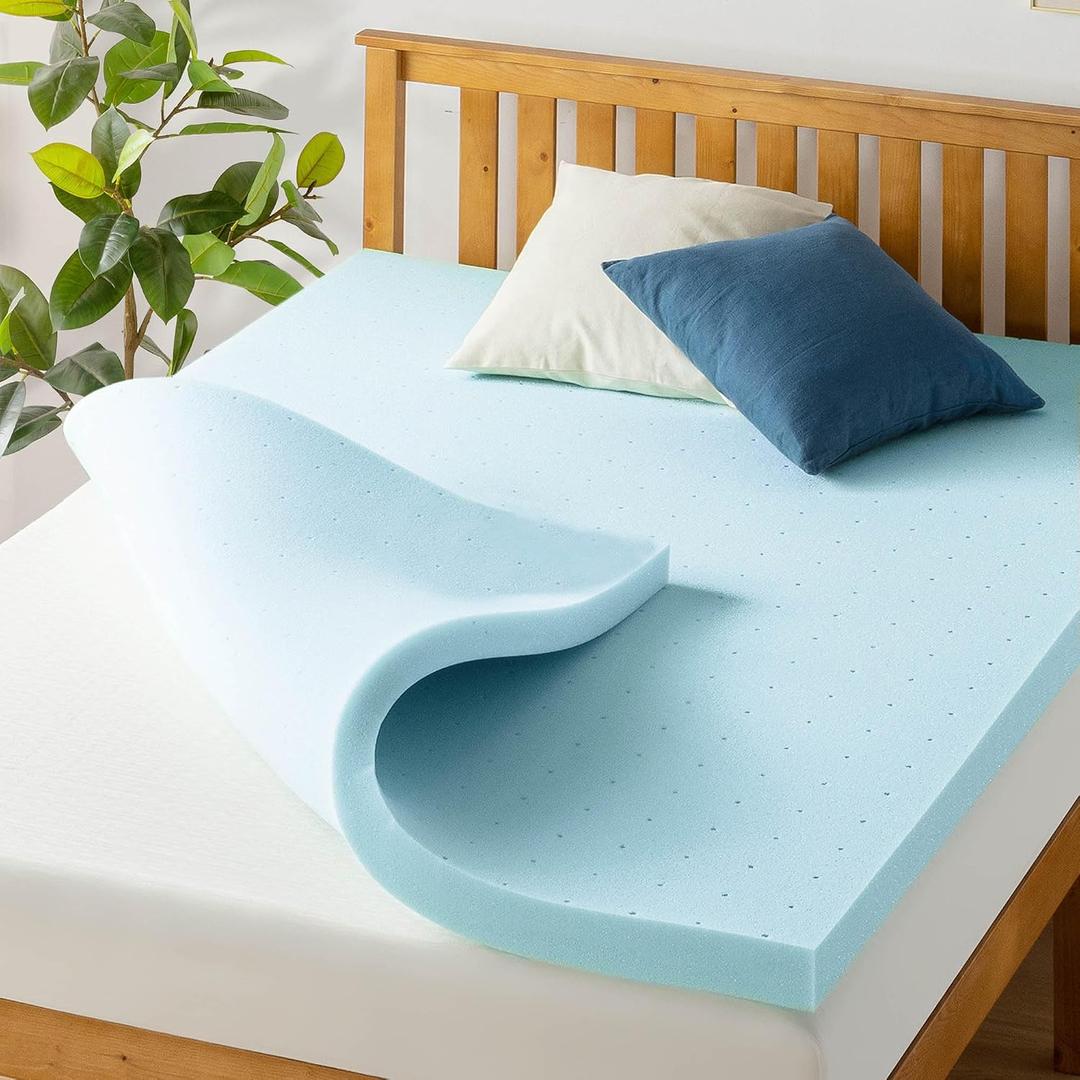 Best Price Mattress 3 Inch Ventilated Memory Foam Mattress Topper, Cooling Gel Infusion, CertiPUR-US Certified, Dorm Essentials, Queen