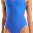 ARENA Performance Hyperflow Women's Double Cross Back Swimsuit Durable Chlorine Proof High Intensity Swimming Bathing Suit Competition Training Swimwear, Imperial Blue/Purple, US Size 36