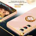 LeYi for Galaxy S23 FE 5G Case: with Tempered Glass Screen Protector [2 Pack] 360 Rotatable Ring Holder Magnetic Kickstand, Plating Rose Gold Edge for Galaxy S23 FE 5G Case, Pink