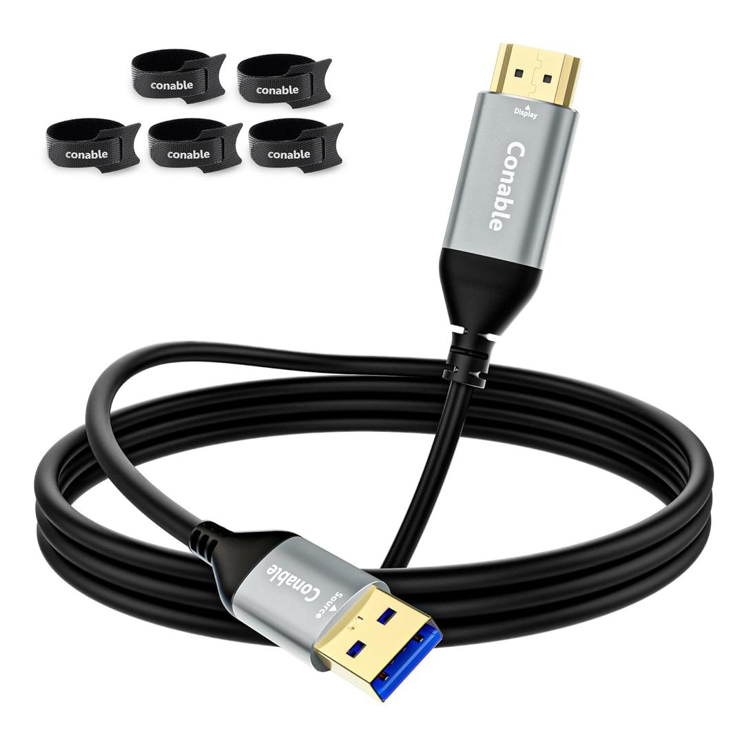 USB to HDMI Adapter Cable 10 FT, Unidirectional USB-A 3.0 to HDMI HD Audio Video, Real 2K/1080P@60Hz, for TV, Projector, Monitor, ONLY Support Windows 11/10/8/8.1/7, Mac OS, Need to Install Driver