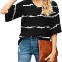 SUEANI Women's Blouse Tops Loose V Neck 3/4 Bell Sleeve Shirt, Size 2XL