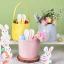Easter Baskets for Kids, Bunny Easter Basket Set 3-Pack for Egg Hunt, Reusable Velvet Easter Basket with Bunny Ears for Easter Games, Party Gifts & Spring Decoration (Blue, Pink, Yellow)