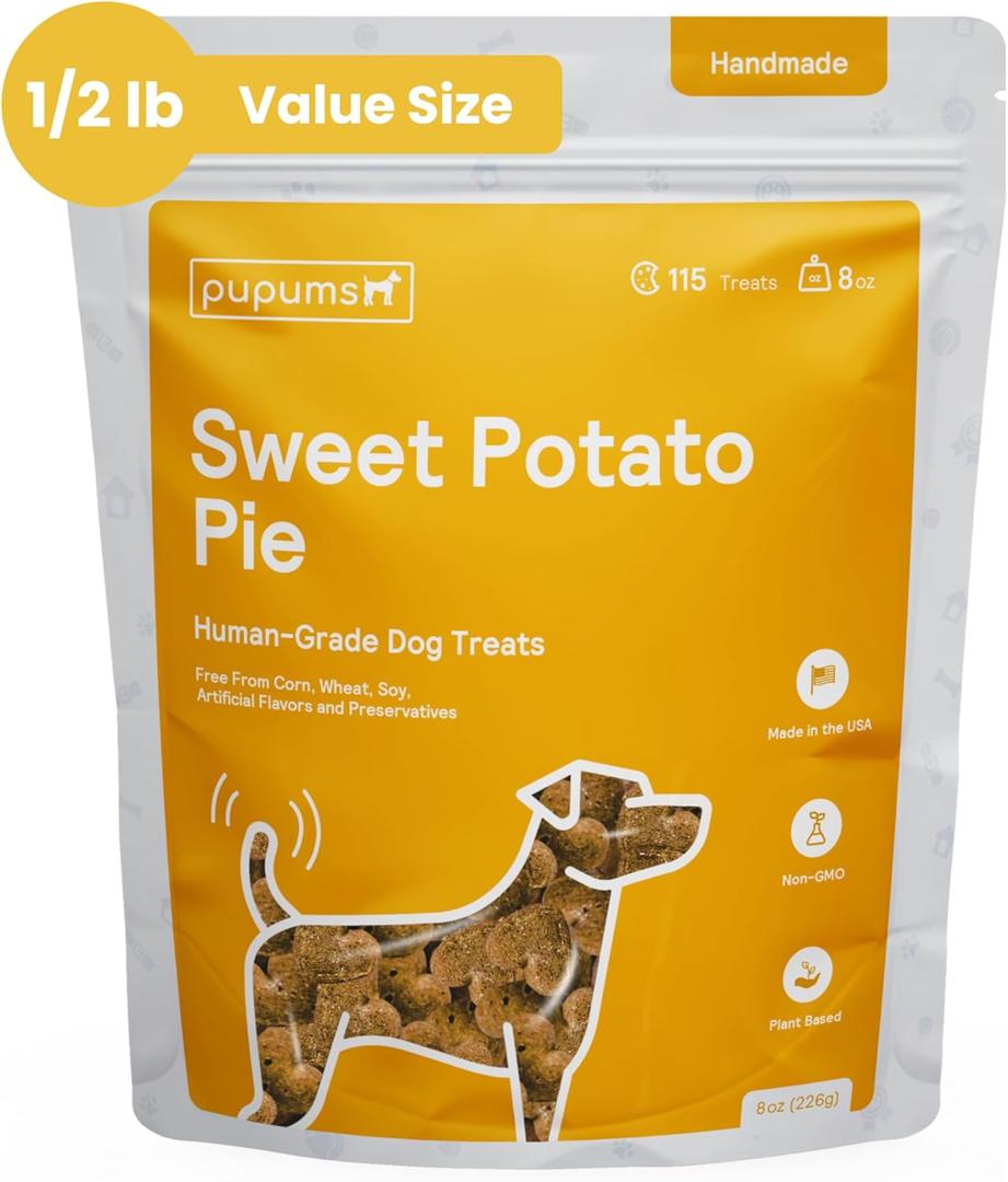 Sweet Potato Dog Treats Organic Ingredients Grain Free Non-GMO Highly Digestible Dog Biscuits Made in USA (8oz) (8 Ounce (Pack of 1)), Best By: 12 2026