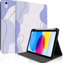 TopPerfekt Case for iPad 11th (A16) 11-inch 2025 / iPad 10th Generation 10.9-inch 2022 - TPU Shockproof Frame and Folio Leather Cover [Pencil Holder, Auto Sleep/Wake] Purple Abstract