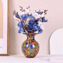 Hand Blown Glass vase, Colourful Glass Decorative vase, Glass Art vase for Bookshelf Coffee Table Floor Mantle Entry Table top TV Cabinet and Dining Table Centerpiece Decorative Flower vase. (Orange)