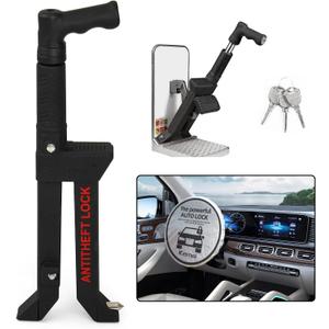 Brake Pedal Lock, Anti Theft Car Device, Brake or Clutch Pedal Deadbolt Lock, Vehicle Anti Theft System with Steering Wheel Sunshade for Cars, Trucks, SUV's, Van Security with 3 Keys