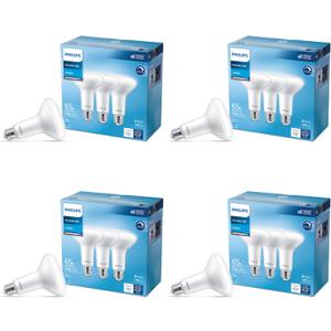 Philips LED 65W BR30 12-Pack Basic LED Daylight (7.2W = 65W) Dimmable Frosted Flicker-Free Light Bulb