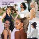 Clip on Ponytails for Women - 12 Inch Short Ponytail Extension, Curly Pony Tails Hair Extensions, Synthetic Hair Extensions Ponytail, Clip in Ponytail (Dark Blonde with Beige Blonde Highlights)