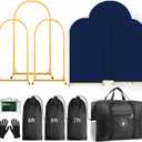 Arch Backdrop Stand Set with Cover,(7.2ft,6ft x 2) Arched Frame Stand & Spandex Wedding Arch Cover & Storage Bag (Navy Blue, 7.2Ft+6Ft+6Ft)