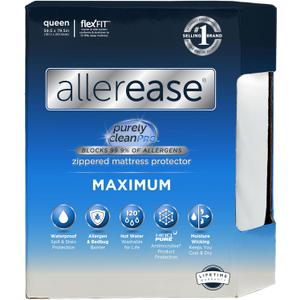 AllerEase Waterproof Mattress Protector, Maximum Allergy Mattress Protector, Queen Zippered Mattress Cover (White)