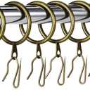 Hotop 30 Pcs Metal Drapery Curtain Rings 0.98/1.26/1.65 inch Interior Diameter and 30 Pcs Hanging Curtain Drapery Pin Hooks for Window Door Shower(Oil-Rubbed Bronze,42mm)