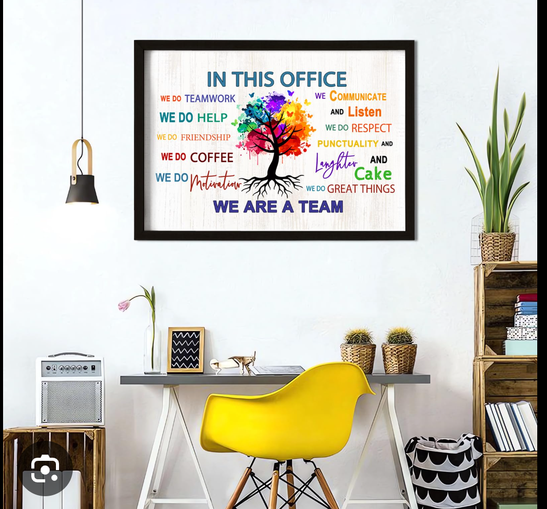 In This Office We Are A Team Wall Decor 24x18 Inch Frame Office Inspirational Wall Art, Motivational Teamwork Wooden Hanging Sign