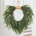 Christmas Norfolk Pine Wreath 16 Inch Christmas Kitchen Cabinet Wreaths Artificial Greenery Faux Cedar Wreaths for Xmas Decor Door Window Mantle Wall Outdoor Indoor Decorations