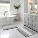 BSICPRO Bathroom Rugs and Mats Sets, 2 Piece Thick Absorbent Chenille Bath Mat Rug Set Non Slip, Soft Shaggy Room Floor for Bathroom, Machine Washable (20" x 32" Plus 16" 24", Gray) (Grey)