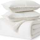 UGG Blissful Comforter Set with 2 Pillow Shams Reversible White Comforter Plush Fluffy Warm Bed Set Premium Hypoallergenic Down Alternative Bedding Breathable, King/California King, White Snow