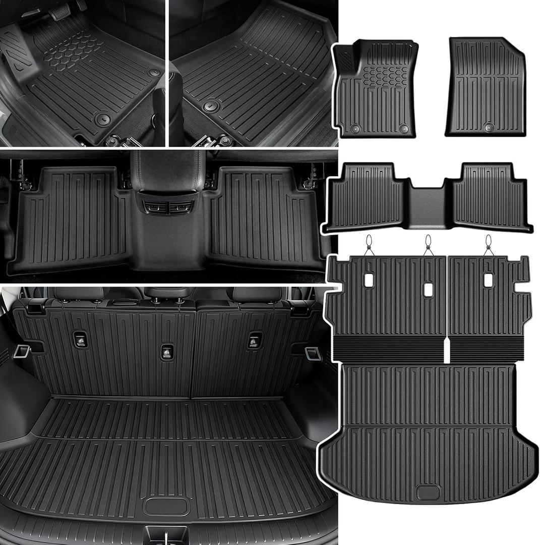 Floor Mats for Kia Seltos 2024-2026 w/o Subwoofer, with Cargo Mat | Full Protection Mat Set with Cargo Liner, All Weather TPE, Non Slip & Odorless & Scratch Proof, Seltos Accessories