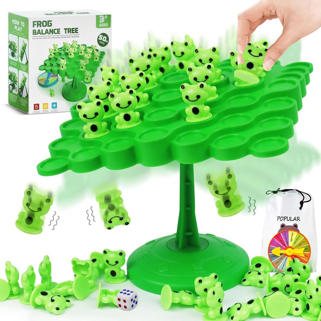 Frog Balance Game Toys,Balance Game Tree Two-Player Parent-Child Interactive Family Tabletop Puzzle Montessori Toy,Frogs Board for Kids and Adults (Frog)