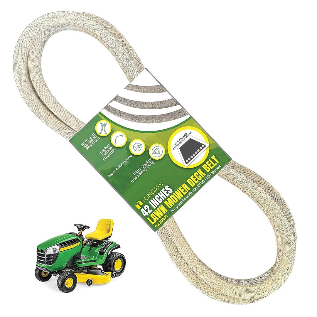 TonGass 42" Lawn Mower Deck Belt Compatible with John Deere Lawn Mower Replaces Part Number GX20072, Deck Drive Belt for Heavy-Duty Use Compatible with 100 D100 E100 Series TonGass 42" Lawn Mower Deck Belt Compatible with John Deere Lawn Mower Replaces Part Number GX20072, Deck Drive Belt for Heavy-Duty Use Compatible with 100 D100 E100 Series