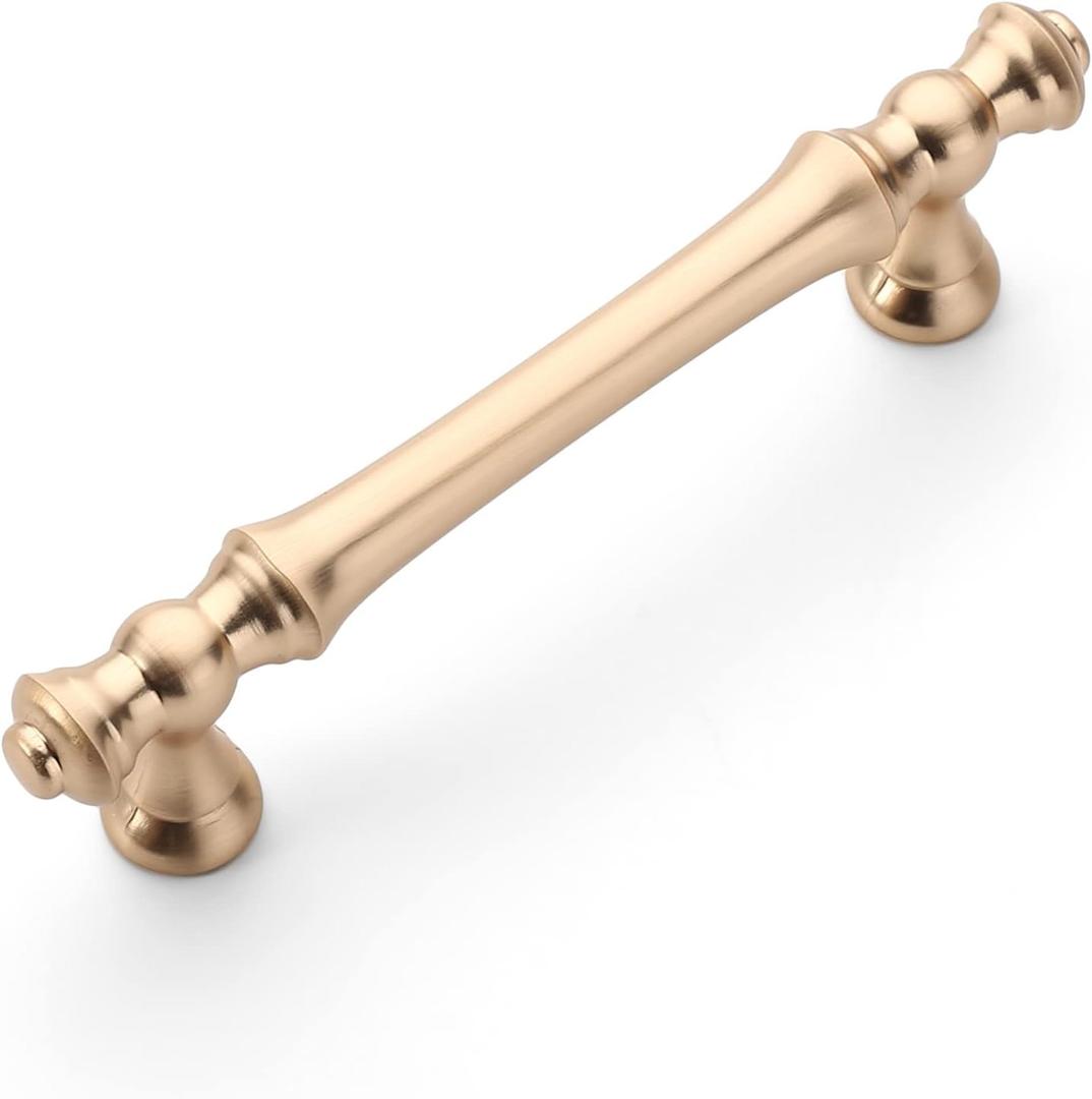 Amerdeco 10 Pack Brushed Brass Cabinet Pulls 3.75 Inch(96mm) Hole Center Cabinet Hardware Gold Kitchen Cabinet Handles for Bathroom Drawer Pulls Dresser Pulls ZH0014...…