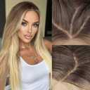 AISI HAIR Beginner Friendly Wigs 13x4 HD Lace Front Wig Mixed Blonde Pre Plucked With Baby Hair Straight Glueless Synthetic Wigs for Women 28inch Beginner Friendly