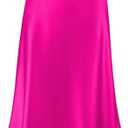 Women's Satin High Waist Hidden Elasticized Waistband Flared Casual A Line Midi Skirt, L