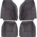 NLQR Front Driver and Passenger Side Bottom and Top Lean Back Cloth Replacement Seat Covers #Mist Gray R1C3 Compatible with Dodge Ram 1500 2500 3500 1998 1999 2000 2001 2002