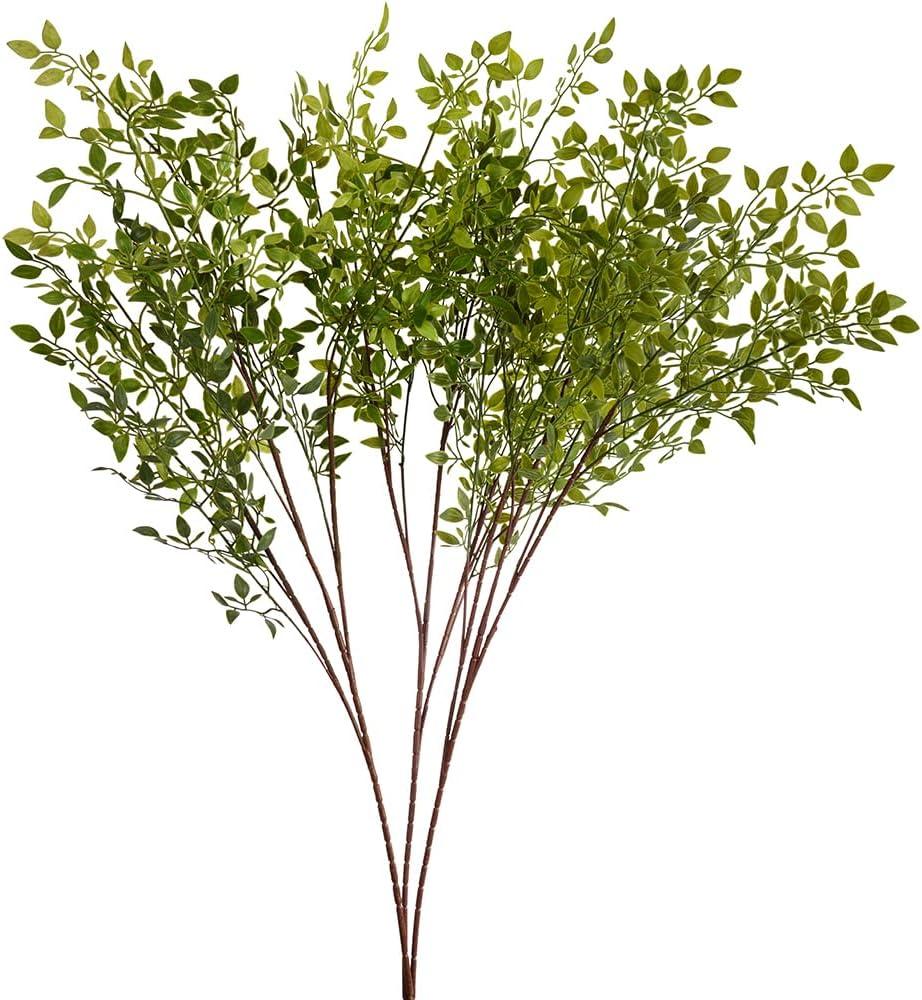 Artificial Plants Stems 3pcs Branches for Vase Faux Greenery Stems Plant for Shop Garden Office Home Dcor (45"/Each Branch) (3, Green)