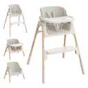 Mloong High Chair for Babies and Toddlers - Adjustable 4-in-1 Baby High Chairs with Dishwasher Tray, Easy Clean Highchair, Beige