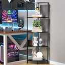 Book Shelf Corner Shelf, 5 Tier Corner Bookshelf Display for Living Room Decor, 44.1" Standing Bookcase Organizer, Marble Black Storage Shelves for Bedroom, Bathroom, Small Space