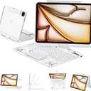 Transparent Case with Keyboard for iPad Pro 13 inch (M5/M4, 2025/2024), iPad Pro 13,7-Color Backlit,Magic wireless Keyboard, 360Rotating,Multi-Touch trackpad,Pencil Holder,with shortcuts,white