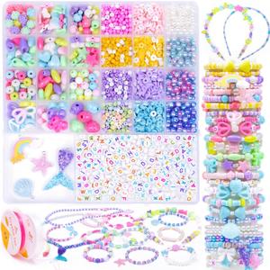 MiuCo Bracelet Making Kit for Girls - Cute Beads for Jewelry Making Kit with Charms - Arts and Crafts for Make Necklaces - Birthday Gifts for Kids Girls Ages 5-12 Years Old Macarons