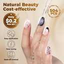 UNA GELLA Short Oval Almond Fake Nails 504pcs Press on Nails Pre-shape Short Almond Round Gel Nail Tips for Full Cover Acrylic False Nails For Nail Extension Home DIY Salon 12 Sizes False Gelly Tips