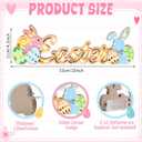 Sieral Easter Decorations Wooden Easter Decor for Table with LED Lights Lighted Bunny Sign Farmhouse Tabletop Decoration for The Home Living Room Party Holiday Decor