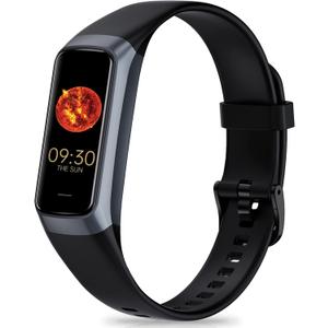 Fitness Tracker with 24/7 Heart Rate, Blood Oxygen Blood Pressure Sleep Monitor, Activity Trackers 5 ATM Waterproof,Step Calorie Counter Pedometer Health Smart Watch for Women Men (Black)