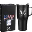 30 Oz USAF Black Double Wall Vacuum Insulated Stainless Steel Air Force Tumbler with Handle | Air Force 30oz w/Handle